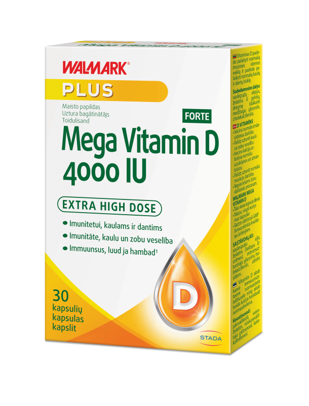 WALMARK MEGA VITAMIN D 4000 IU FORTE kapsulės N30