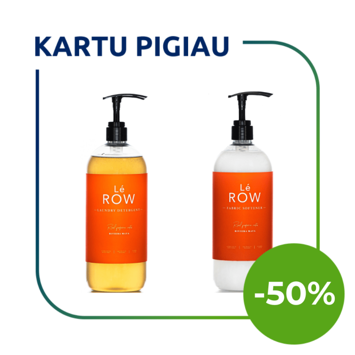LE ROW RIVIERA MAYA skysto skalbiklio ir minkštiklio su dozatoriumi rinkinys	