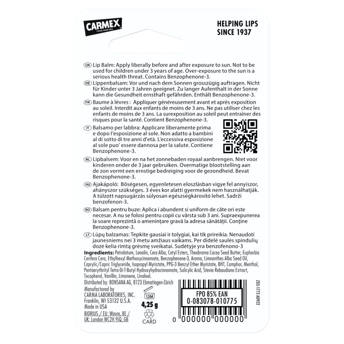 CARMEX granatų skonio pieštukinis lūpų balzamas Pomegranate 4,25 g