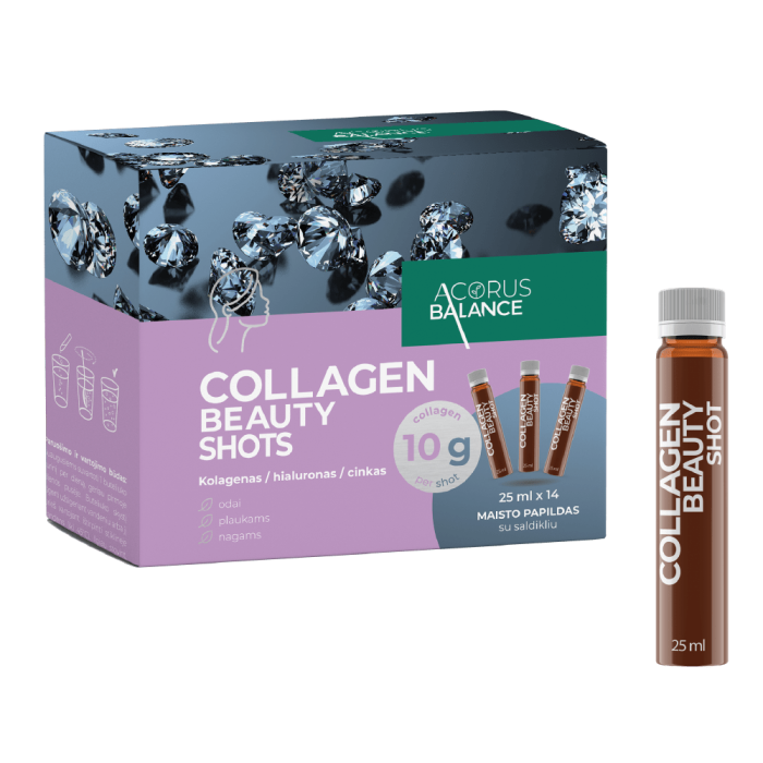 ACORUS BALANCE kolagenas odai, plaukams, nagams COLLAGEN BEAUTY SHOTS, 14 vnt. x 25 ml