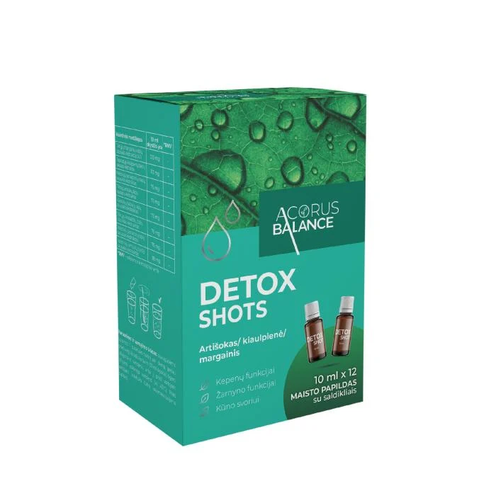 ACORUS BALANCE maisto papildas kepenims DETOX SHOTS, 12 vnt. x 10 ml