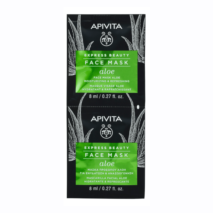 APIVITA drėkinamoji veido kaukė su alavijais EXPRESS BEAUTY 2 x 8 ml 