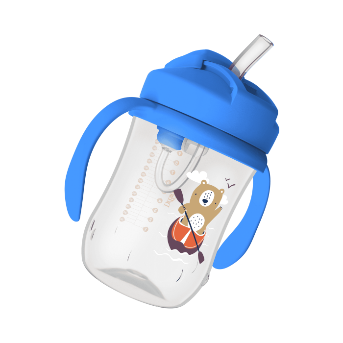 DR. BROWN'S gertuvė su šiaudeliu ir svareliu, 270 ml, mėlyna N1