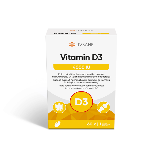 LIVSANE vitamino D3 4000 kapsulės, N60