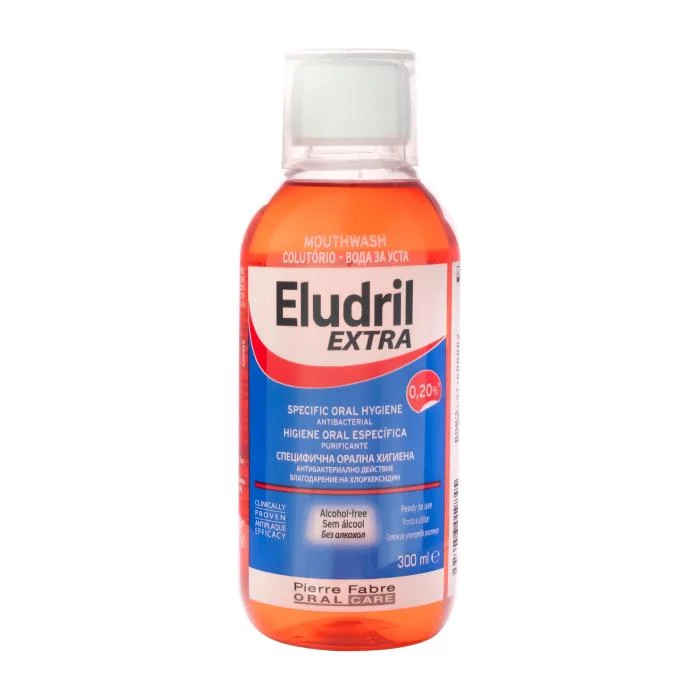 ELUDRIL burnos skalavimo skystis su 0,20% chlorheksidino EXTRA, 300 ml