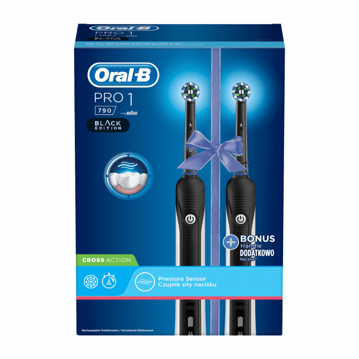 ORAL-B elektrinių dantų šepetėlių 1+1 PRO 790 ir PRO 790 rinkinys