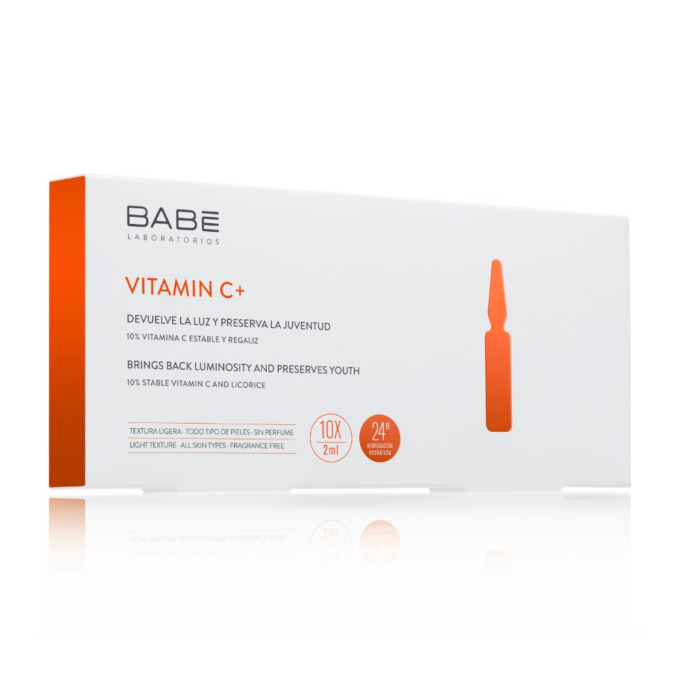  BABĒ drėkinamojo, skaistinamojo koncentruoto serumo ampulės VITAMIN C+ 2 ml, N10 