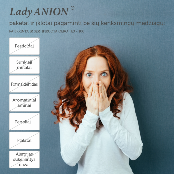 Lady Anion paketai po gimdymo su anijonų juostele N10