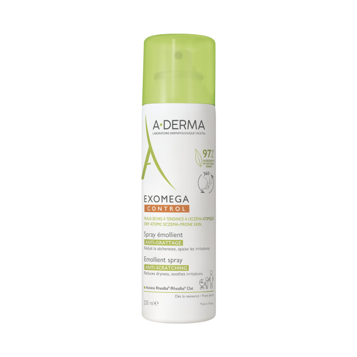 A-DERMA purškiamas kremas-emolientas sausai veido bei kūno odai EXOMEGA CONTROL 200 ml