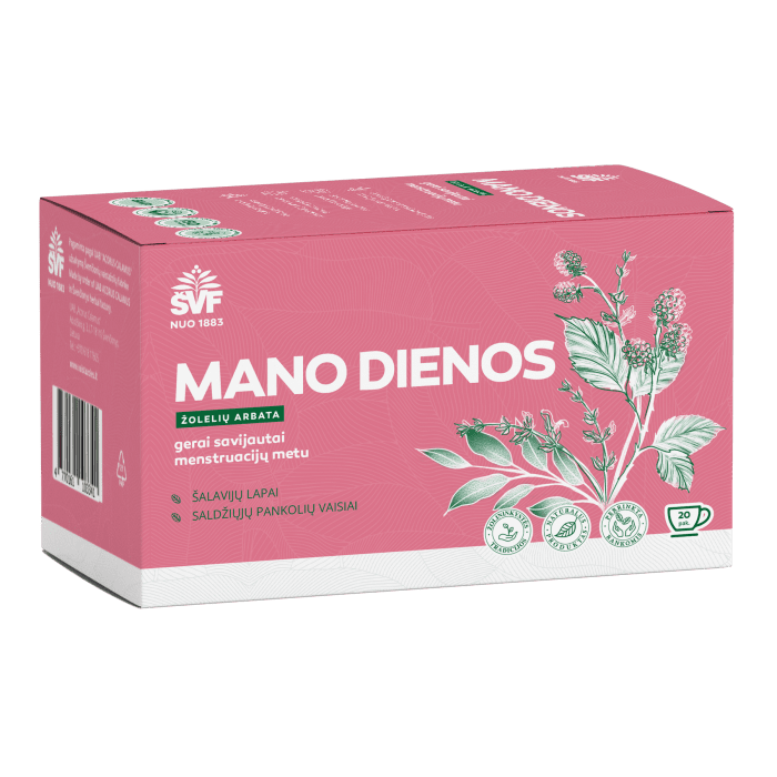 ŠVENČIONIŲ VAISTAŽOLĖS menstruacijoms MANO DIENOS, žolelių arbata, 2 g x 20 vnt.