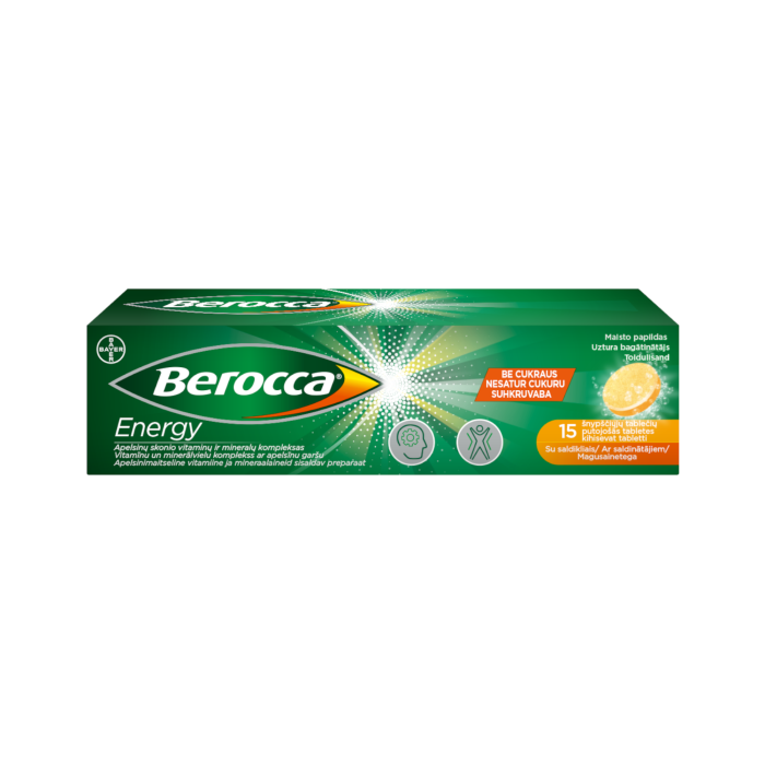 BEROCCA ENERGY vitaminų kompleksas, šnypščiosios tabletės, N15