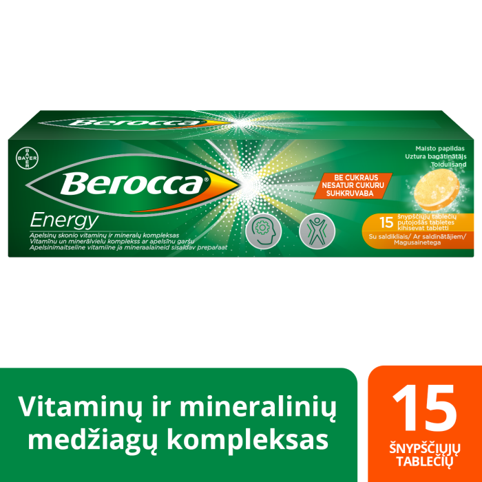BEROCCA ENERGY vitaminų kompleksas, šnypščiosios tabletės, N15