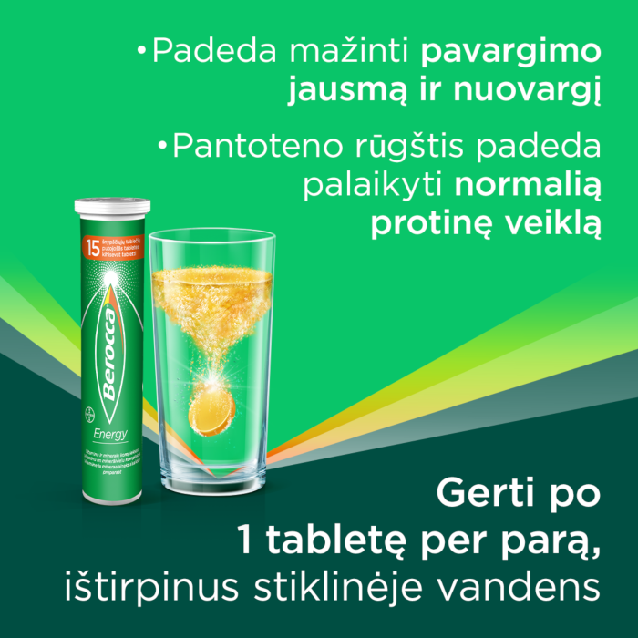 BEROCCA ENERGY vitaminų kompleksas, šnypščiosios tabletės, N15