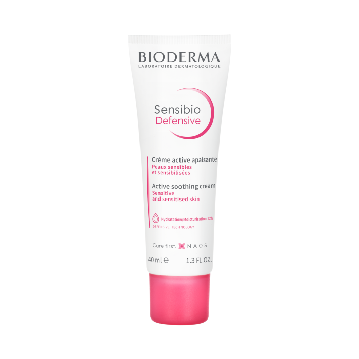 BIODERMA raminamasis, drėkinamasis kremas, stiprinantis jautrios odos natūralią apsisaugojimo nuo išorinių agresijų funkciją SENSIBIO DEFENSIVE, 40 ml