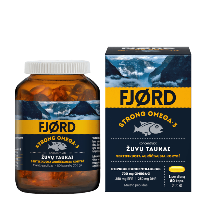 FJORD STRONG OMEGA-3 žuvų taukų kapsulės, N80
