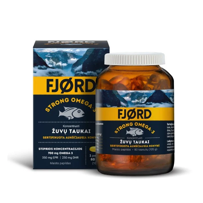 FJORD STRONG OMEGA-3 žuvų taukų kapsulės, N80