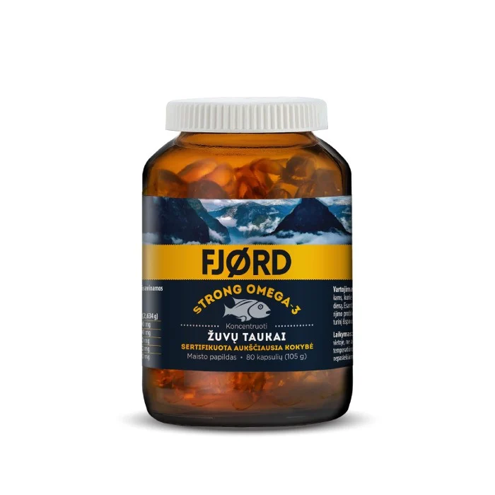 FJORD STRONG OMEGA-3 žuvų taukų kapsulės, N80