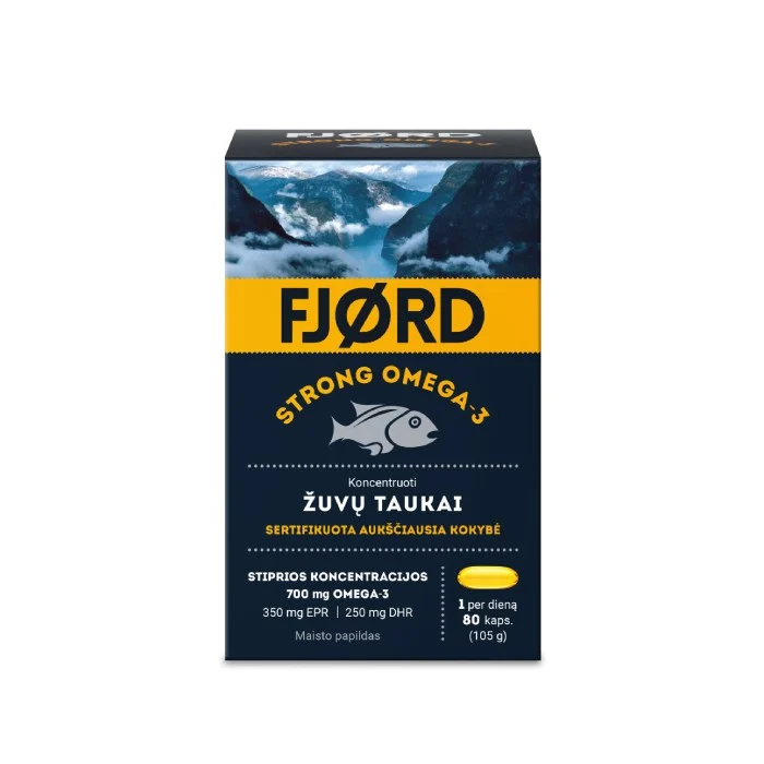 FJORD STRONG OMEGA-3 žuvų taukų kapsulės, N80