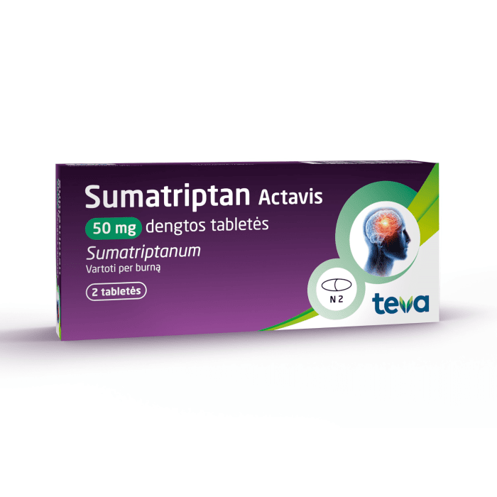SUMATRIPTAN Actavis 50 mg dengtos tabletės N2