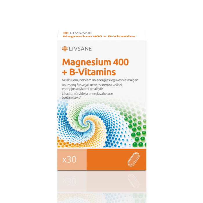 LIVSANE tabletės MAGNESIUM 400 + B-VITAMINS N30