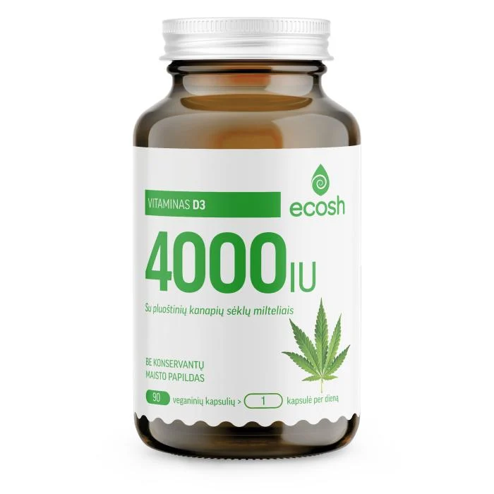 ECOSH vitaminas D3 4000IU, su kanapių sėklų miltais, N90 