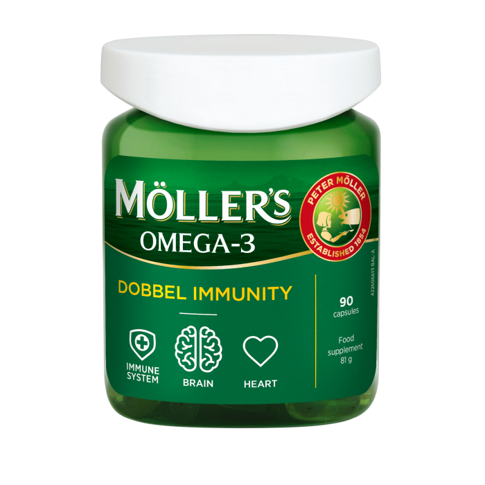 MOLLERS OMEGA-3 Dobbel Immunity kapsulės, N90 