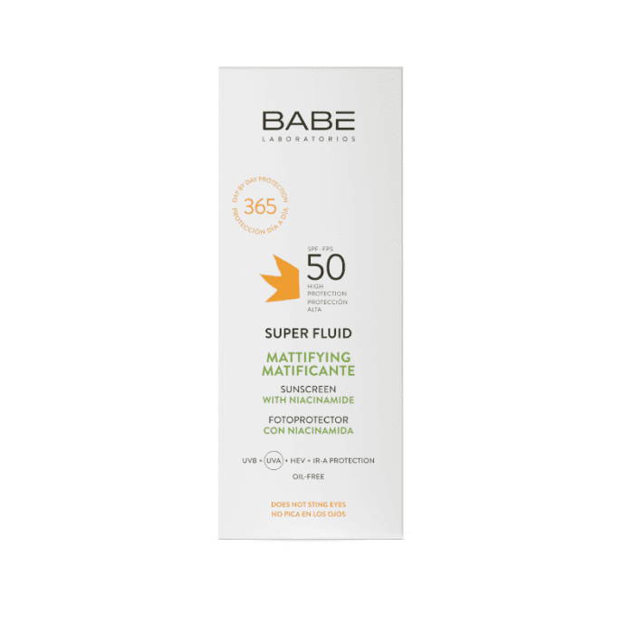 BABE, SUPER FLUID MATTIFYING SPF50, apsauginė emulsija riebiai, mišriai veido odai, 50 ml