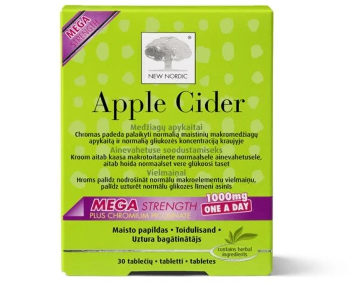 NEW NORDIC APPLE CIDER MEGA STRENGTH, medžiagų apykaitai, N30