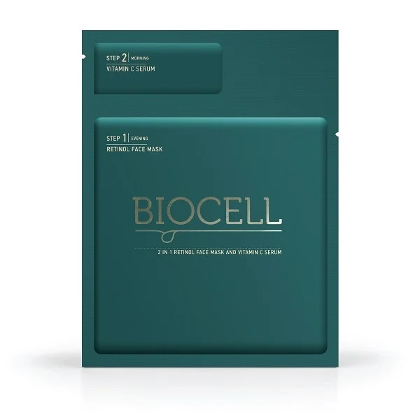 BIOCELL 2 IN 1 retinolio veido kaukė ir vitamino C serumas, N1