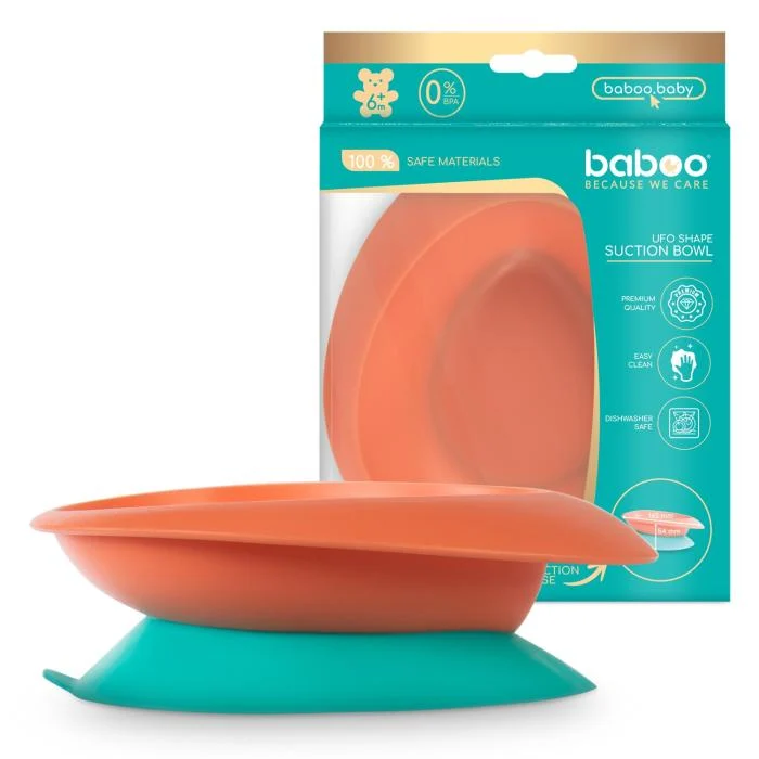 Baboo nuožulnus dubenėlis su prlimpančiu dugnu, 6+ mėn, persikinė