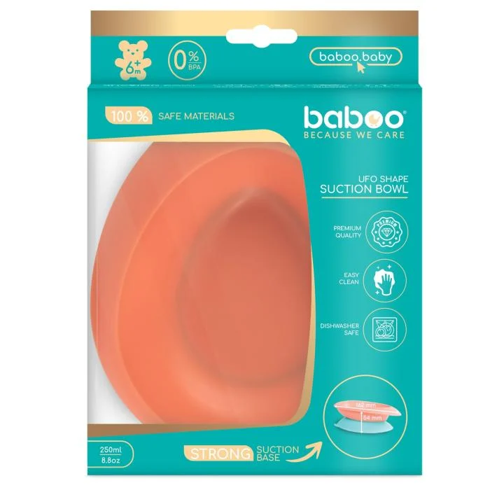 Baboo nuožulnus dubenėlis su prlimpančiu dugnu, 6+ mėn, persikinė