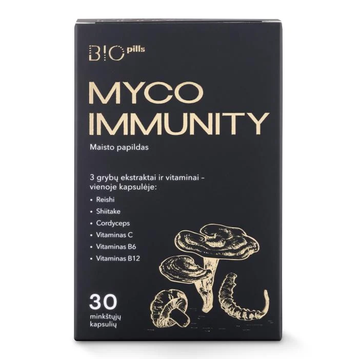 MYCO IMMUNITY maisto papildas su 3 grybų ekstraktais, N30 
