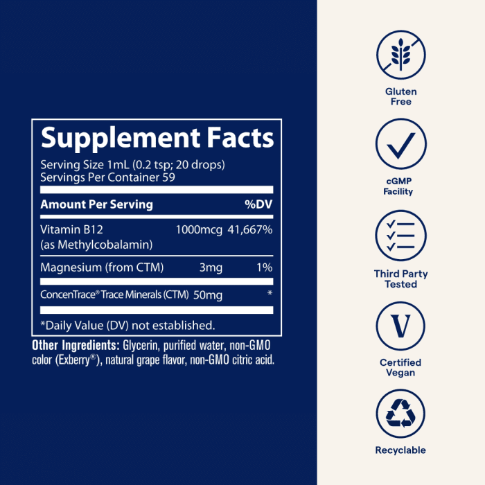 TRACE MINERALS skystas vitaminas B12 1000 mcg, 59 ml
