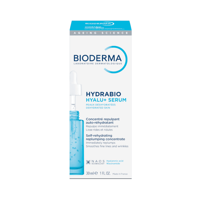 BIODERMA Intensyviai drėkinantis, atkuriamasis koncentruotas serumas dehidratuotai odai HYDRABIO HYALU+ SERUM, 30 ml
