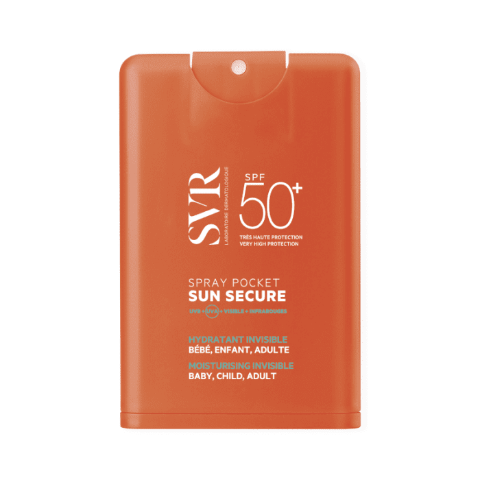 SVR SUN SECURE SPRAY POCKET SPF50+ kišeninio formato purškiama apsaugos nuo saulės, 20 ml