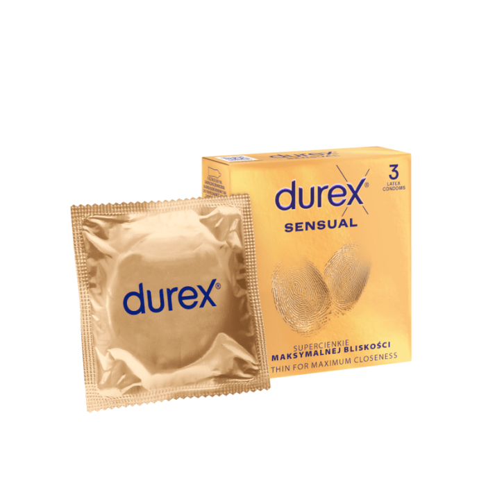Durex Sensual prezervatyvai, 3 vnt.