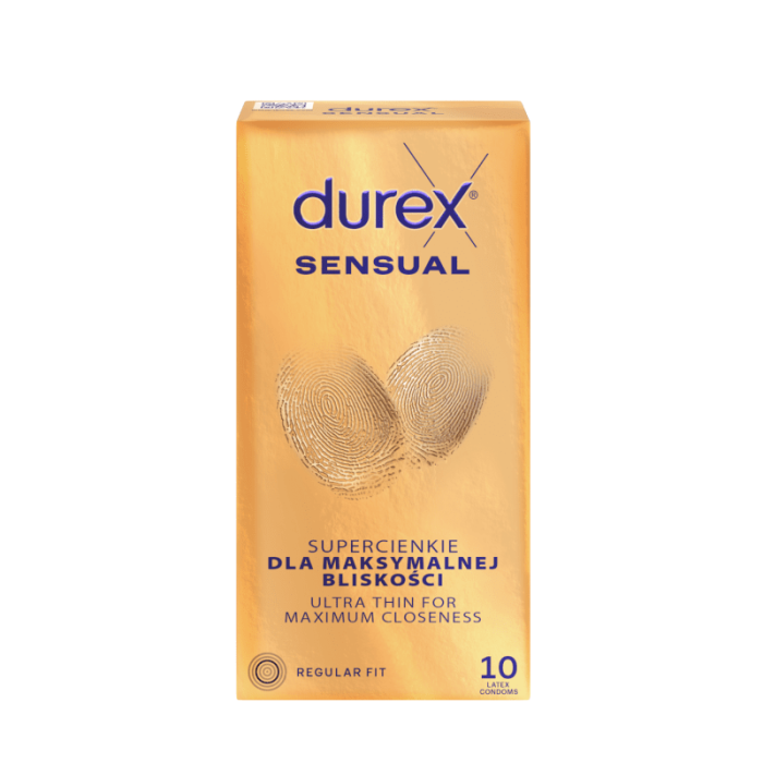 Durex Sensual prezervatyvai, 10 vnt.
