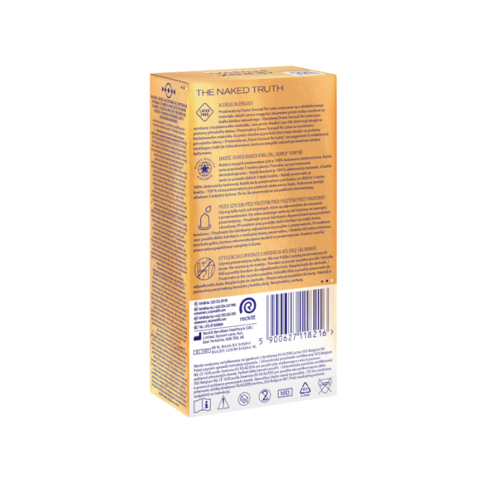 Durex Sensual No Latex prezervatyvai, 10 vnt.