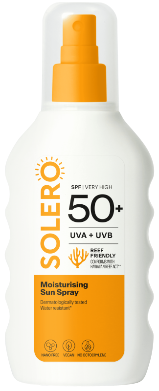 SOLERO drėkinamasis purškalas nuo saulės SPF 50+, 200 ml
