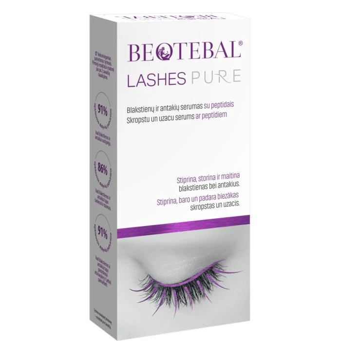 BEOTEBAL LASHES PURE blakstienų ir antakių serumas su peptidais 3 ml
