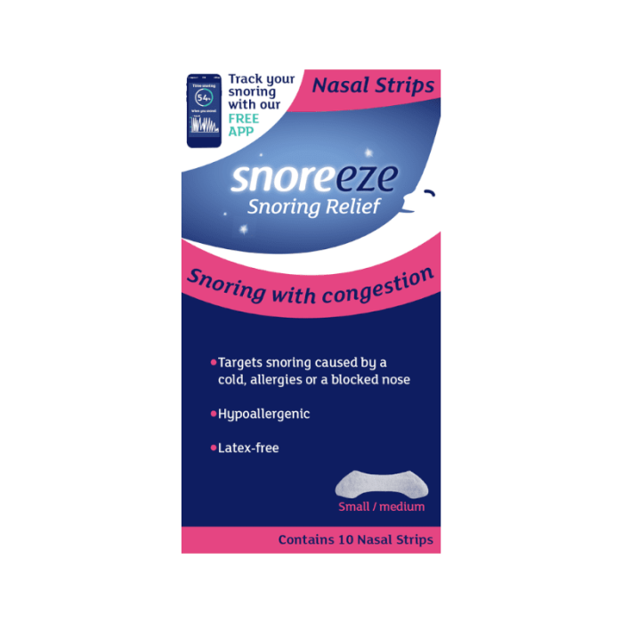 SNOREEZE nosies juostelės nuo knarkimo, S/M, 10 vnt.