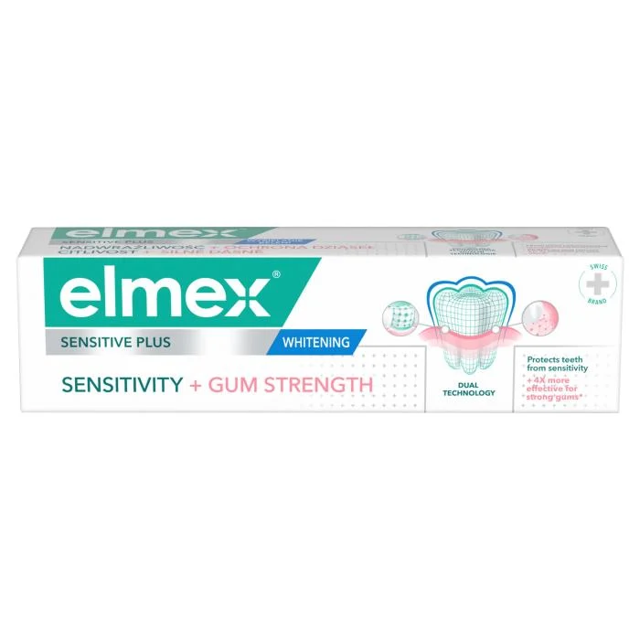 ELMEX balinanti dantų pasta jautriems dantims ir dantenų priežiūrai Sensitive Plus Sensitivity + Gum + White, 75 ml
