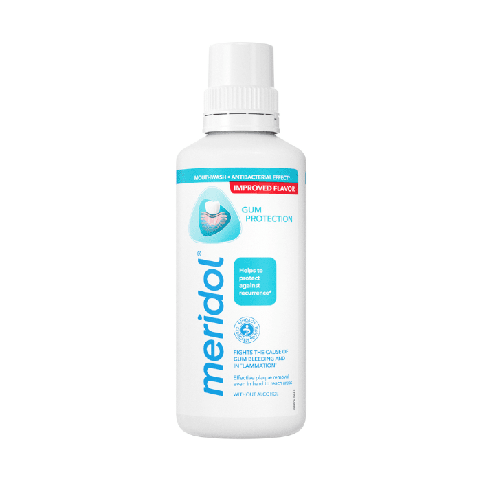 MERIDOL burnos skalavimo skystis dantenų priežiūrai, 400 ml