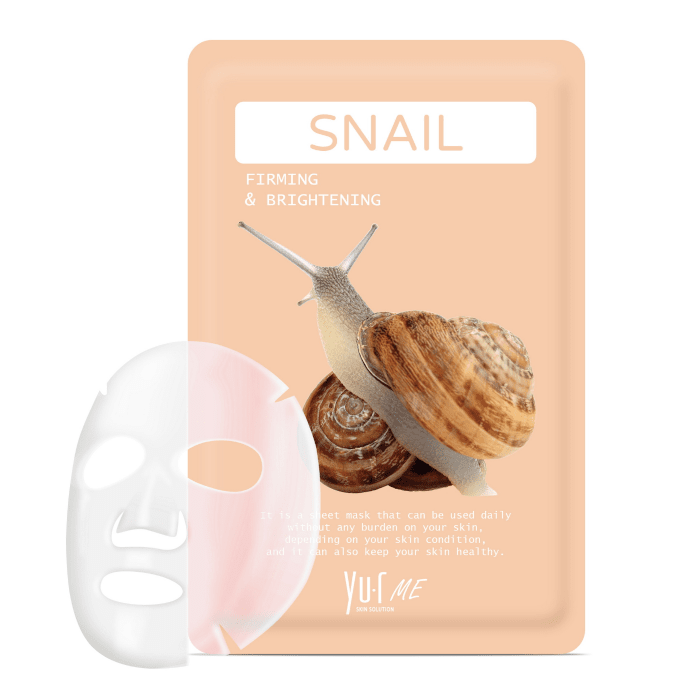 YU.R ME SNAIL SHEET MASK lakštinė veido kaukė su sraigių mucino filtruotu ekstraktu, N1