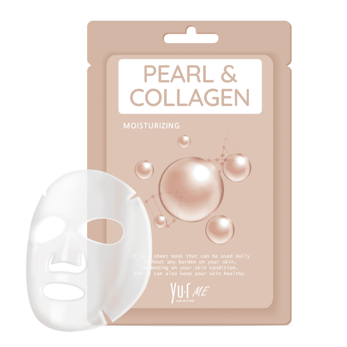 YU.R ME PEARL&COLLAGEN SHEET MASK lakštinė veido kaukė su perlais ir kolagenu, N1