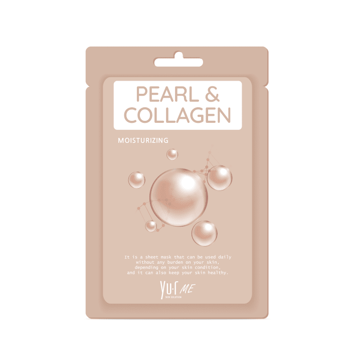 YU.R ME PEARL&COLLAGEN SHEET MASK lakštinė veido kaukė su perlais ir kolagenu, N1