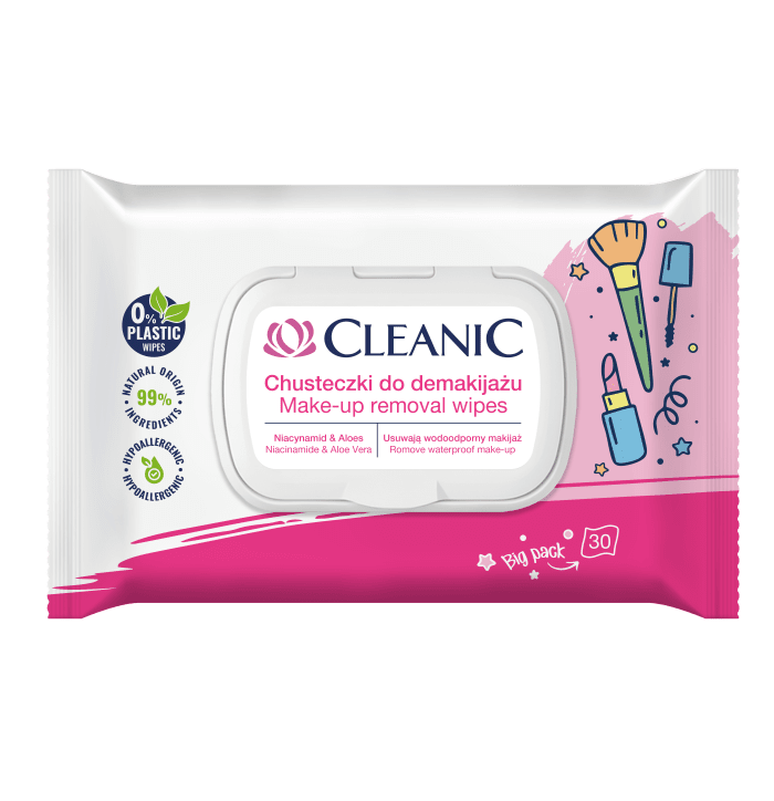 CLEANIC I LOVE MAKE UP makiažo valymo servetėlės, 30 vnt.