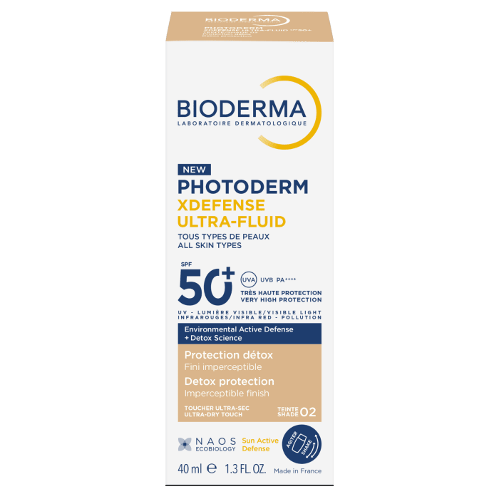 BIODERMA PHT XDEFENSE SPF50+ apauginis kremas nuo saulės su spalva T02, 40 ml
