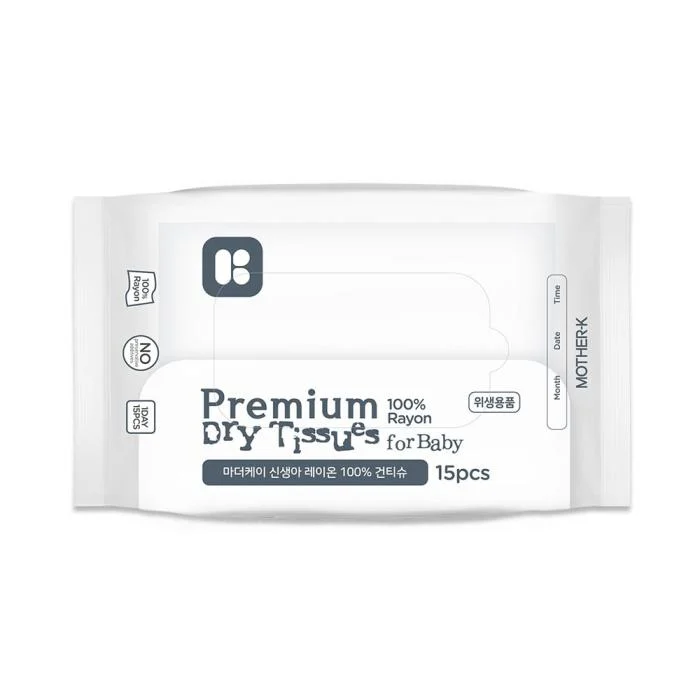 Mother-K PREMIUM klasės Sausos Servetėlės, Viskozė, 15 vnt. 