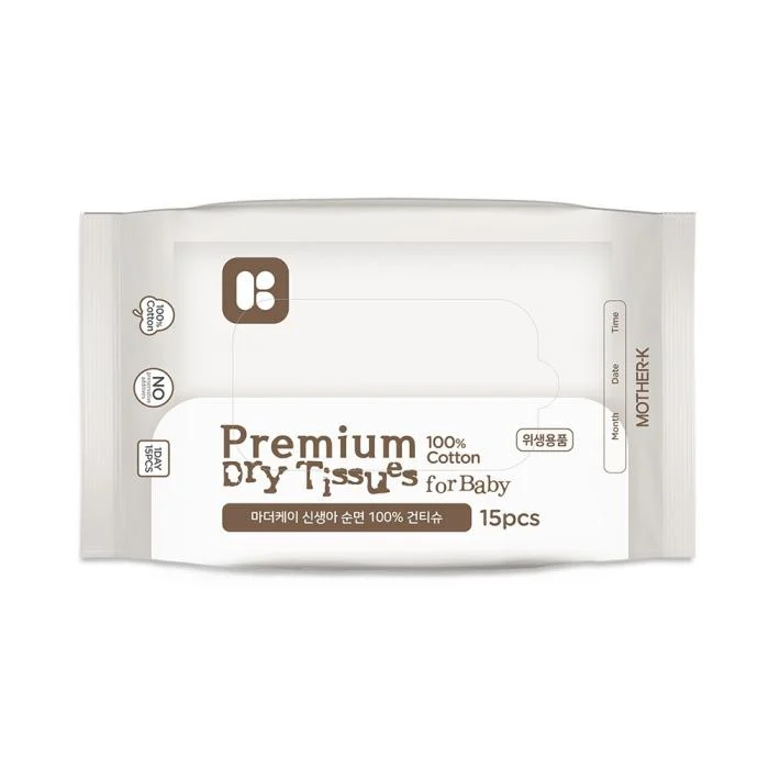 Mother-K PREMIUM klasės Sausos Servetėlės, Medvilnė, 15 vnt. 